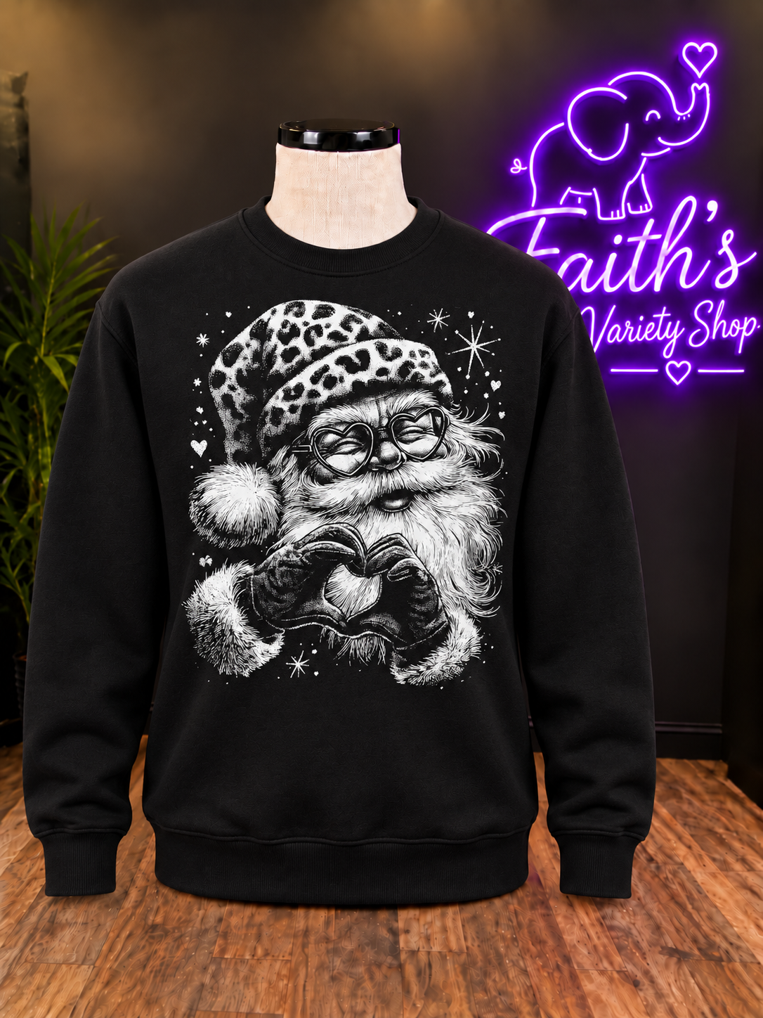 Black and White Santa with Leopard Sweater- Pack of 10