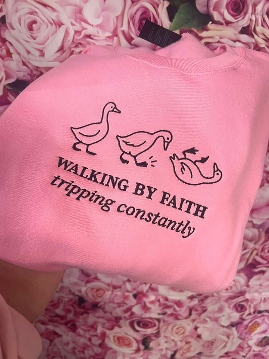 Walking By Faith Tripping Constantly Embroidered Wholesale Shirts- Pack of 10