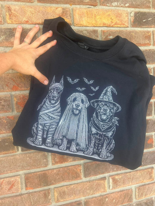Halloween Dog Trio Embroidered Wholesale Shirts- Pack of 10