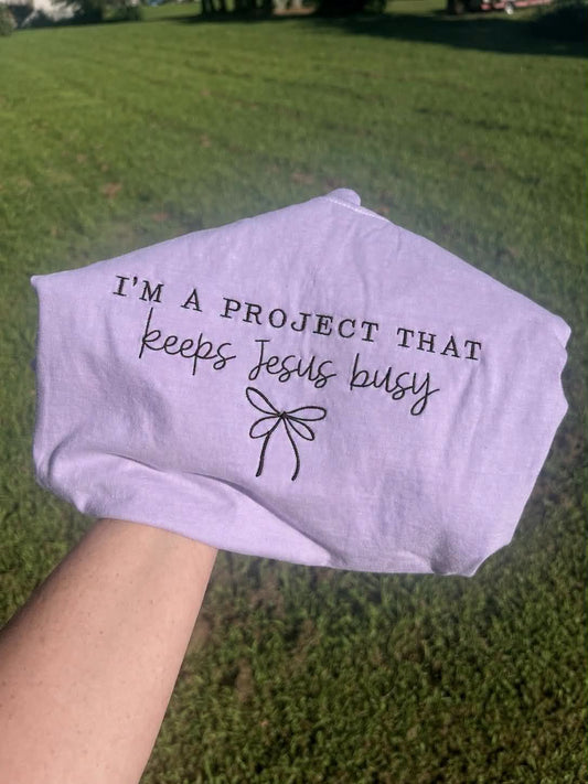 I'm That Project That Keeps Jesus Busy Embroidered Wholesale Shirts- Pack of 10