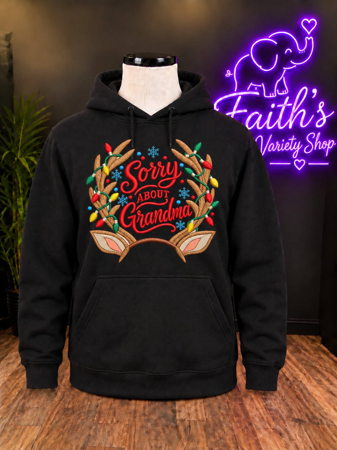 Sorry About Grandma Faux Embroidery Hoodie- Pack of 10