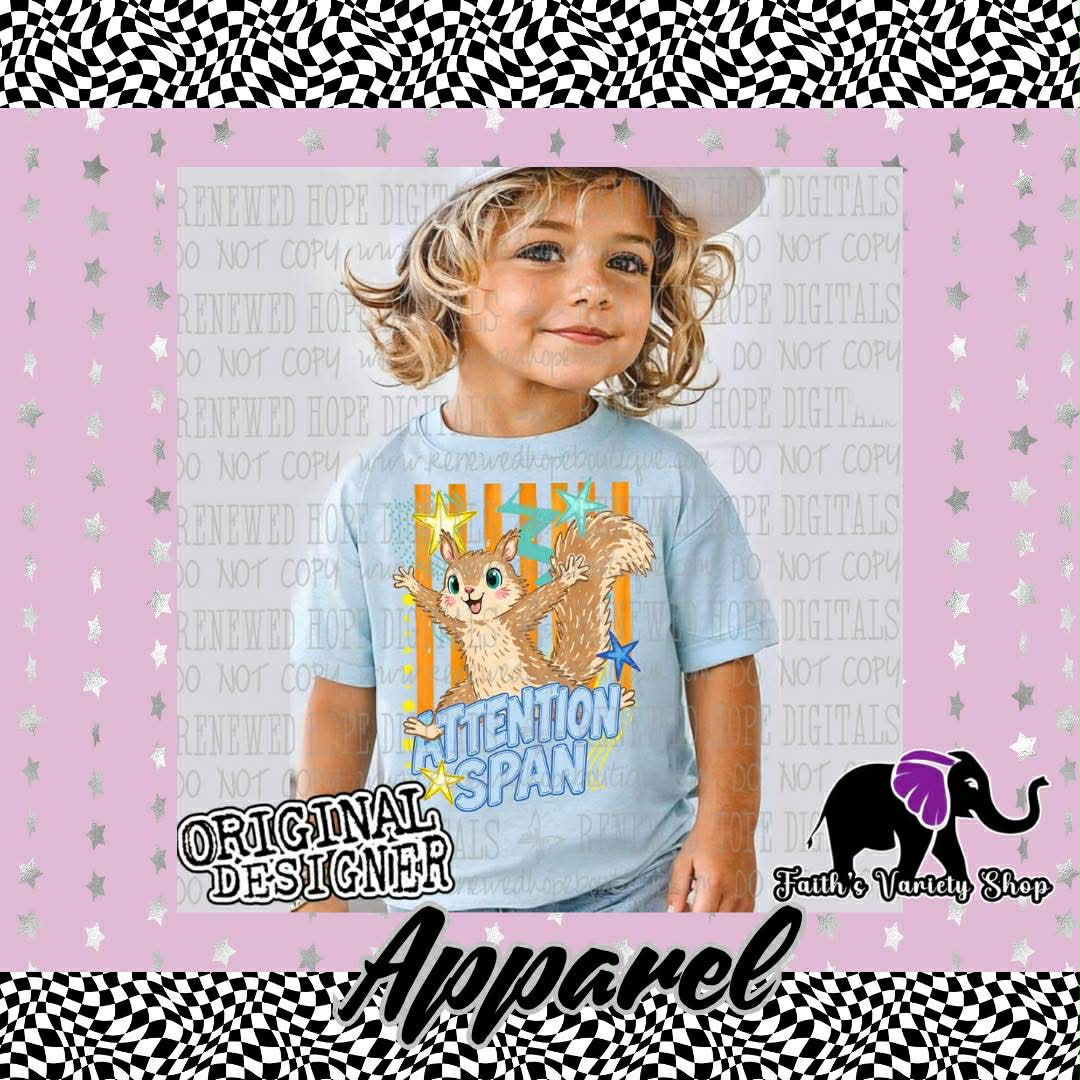 Squirrel Attention Span Wholesale Shirts- Pack of 24