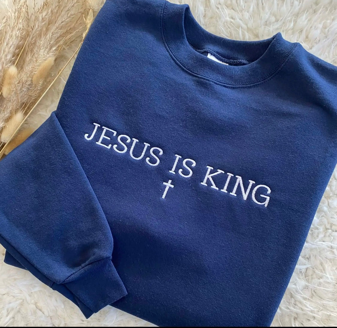 Jesus Is King Embroidered Wholesale Sweater- Pack of 12